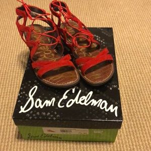 Sam Edelman Gemma Sandal in Blood Orange Red Color